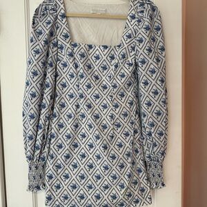 Caroline Constas Blue and White Dress